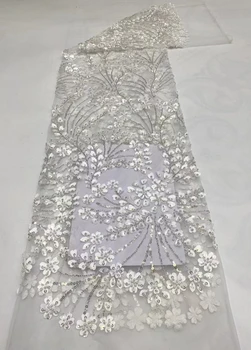 3D триизмерна апликация на ръчна работа с бродерия мехурчета от мъниста, тънка кърпа, за да си сватбена рокля от мъниста с пайети 5 ярда