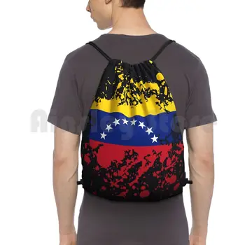 Раница с пръски мастило под флага на Венецуела, чанта за съвсем малък, спортна чанта за конна езда, скално катерене, знаме на Венецуела, пръски мастило, патриотичен стил
