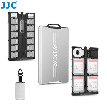 JJC Pop-up Design Професионален устойчив на удари за употреба за Съхранение на Карти с Памет Калъф за 4 SD-карти и 12 Micro SD-карти и 2 Nano SIM/ NM-карти